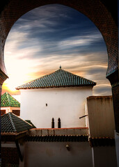 Fototapeta na wymiar nice building and architecture at the sunset in tlemcen algeria with arabic and islamic style art 