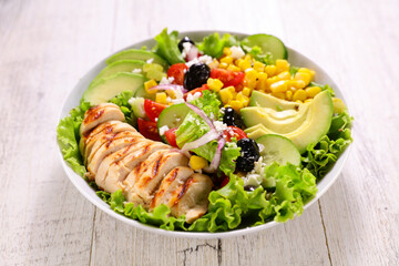 fried chicken and vegetable salad