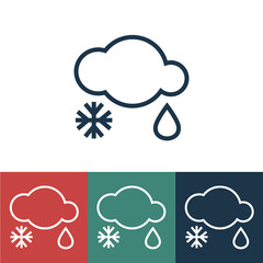 Line icon snow with rain