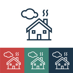 Linear vector icon with house and cloud