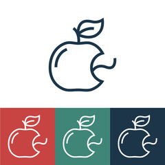 Linear vector icon with worm-eaten apple