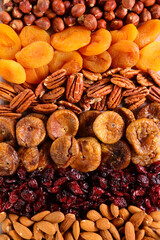 nuts and dried fruits background