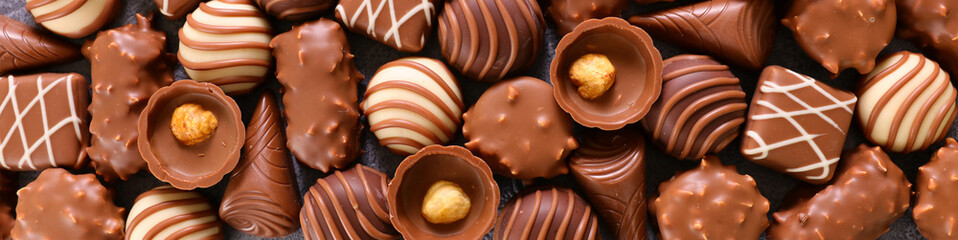chocolate candy and praline background