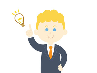 アイデアを出す白人男性のイラスト