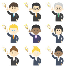 アイデアをだすビジネスマンのイラストセット