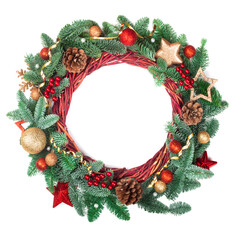 Fototapeta na wymiar Christmas wreath isolated on white