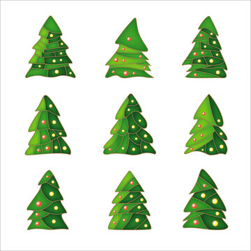 Vector image of Christmas trees as icons