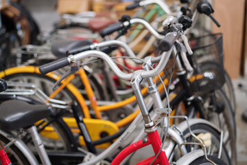 Fototapeta na wymiar Vintage bicycles full frame shot