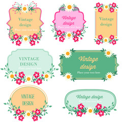 Set of vector floral gratings frames elements for design