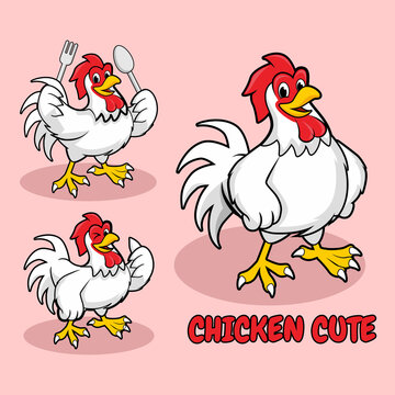 chicken cute mascot logo