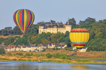 Hot Air balloons near the castle of Chaumont-sur-Loire, Loire valley, France 