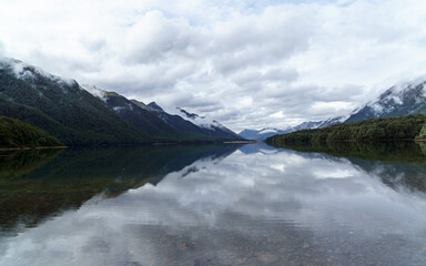Obraz premium South Mavora Lake with clearing clouds, New Zealand