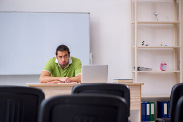Young male student in business presentation concept