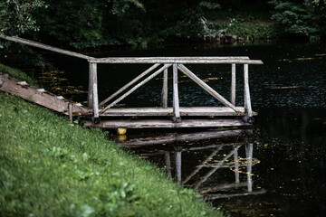 Awesome scene with walkway to pond