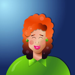 red-haired girl in Flat style