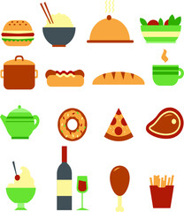 Fototapeta na wymiar Simple vector-based Food and drink icons elements set