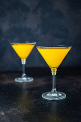 orange cocktail fresh juice with alcohol tonic or non-alcoholic drink meal ingredient top view copy space for text food background 