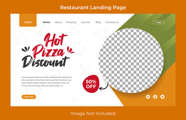 Web template for fast food pizza. Landing page for restaurant 