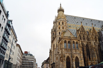 Fototapeta premium Stephansdom (St. Stephen's Cathedral) famous landmark isolated on the white background. Vienna, Austria, Europe