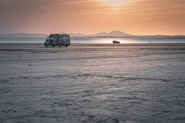 Scenic Beach at Sunset in North Wales