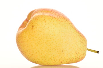 yellow-red pears, close-up, on a white background.