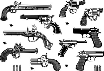 Guns: old and modern - obrazy, fototapety, plakaty