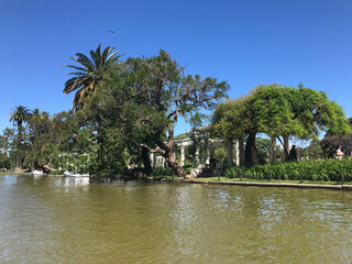 Palermo park, Buenos Aires, Argentina. Lake near the park. Bridge inside the park