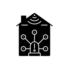 Alarm kit black glyph icon. Securing your home and business from robbers. Smart surveillance system instalation process. Silhouette symbol on white space. Vector isolated illustration