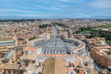 Fototapeta na wymiar Aerial view of the Vatican city and San Pietro square