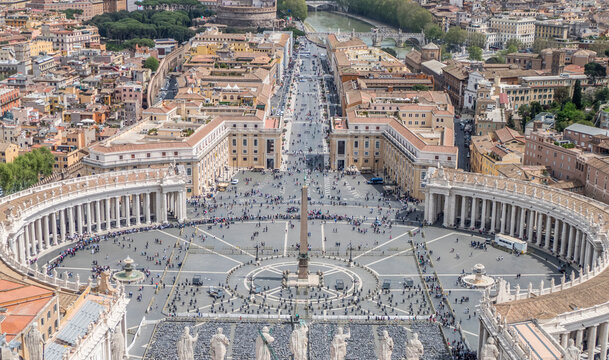 Aerial view of San Pietro Square in Vatican City