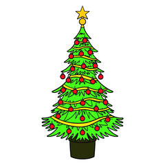 Christmas tree with red baubles