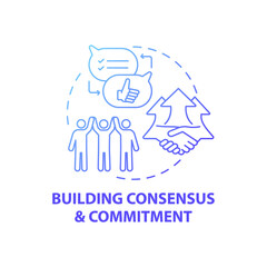 Building consensus and commitment concept icon. Business consulting stage idea thin line illustration. Coaching, mentoring. Creating culture and behaviours. Vector isolated outline RGB color drawing