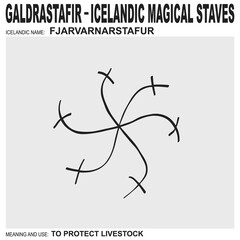  vector icon with ancient Icelandic magical staves Fjarvarnarstafur. Symbol means and is used to protect livestock