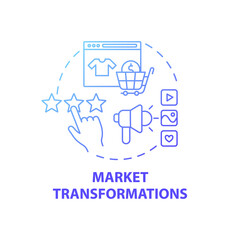 Fototapeta premium Market transformations concept icon. Business challenges idea thin line illustration. Advertising social media. Difficulty innovating. Customer engagement. Vector isolated outline RGB color drawing
