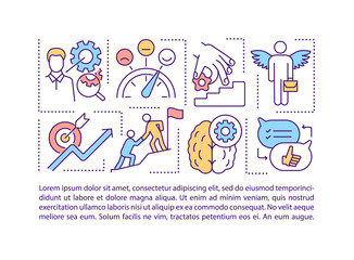 Fototapeta premium Business solutions concept icon with text. Teamwork and brain rent improve business PPT page vector template. Brochure, magazine, booklet design element with linear illustrations