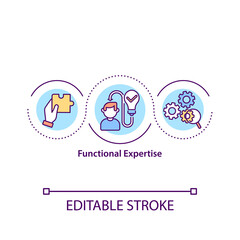 Functional expertise concept icon. Deep knowledge in specific area idea thin line illustration. Experienced specialist with innovative ideas vector isolated outline RGB color drawing. Editable stroke