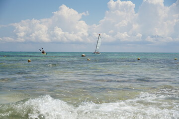 mexico, quintana roo, sky, sea, caribbean, clouds, cristalline, water, mangroves, playa del carmen, sandos caracol, nature