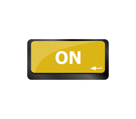 On - text on a computer or laptop button keyboard