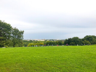 view of meadow of Kolomenskoye park in Moscow, Russia