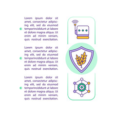 Agricultural productivity concept icon with text. Crop yield protection. Harvest control. PPT page vector template. Brochure, magazine, booklet design element with linear illustrations