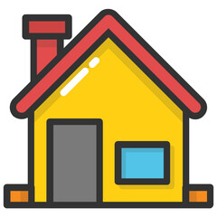 
A traditional small house flat vector icon design

