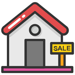 
A family house with modern architecture flat icon
