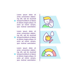 Reducing water pollution concept icon with text. Green agriculture. Wastewater treatment. PPT page vector template. Brochure, magazine, booklet design element with linear illustrations