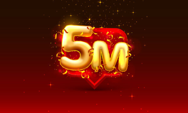 Thank you followers peoples, 5m online social group, happy banner celebrate, Vector