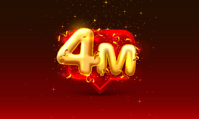 Thank you followers peoples, 4m online social group, happy banner celebrate, Vector