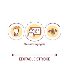 Chronic laryngitis concept icon. Voice problems after singing. Strong pain treatment. Sore throat idea thin line illustration. Vector isolated outline RGB color drawing. Editable stroke