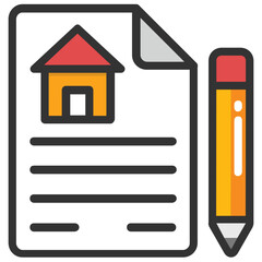 
Property papers with a pen, ready to be signed flat icon

