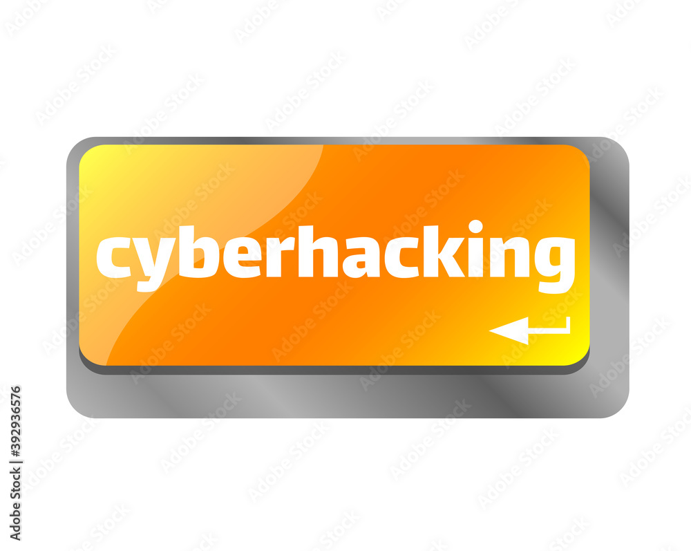 Aufkleber cyberhacking . close up of keyboard, enter computer key.