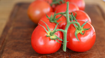 Tomatoes on wooden board
