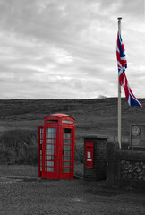 telephone box and Union Jack flag